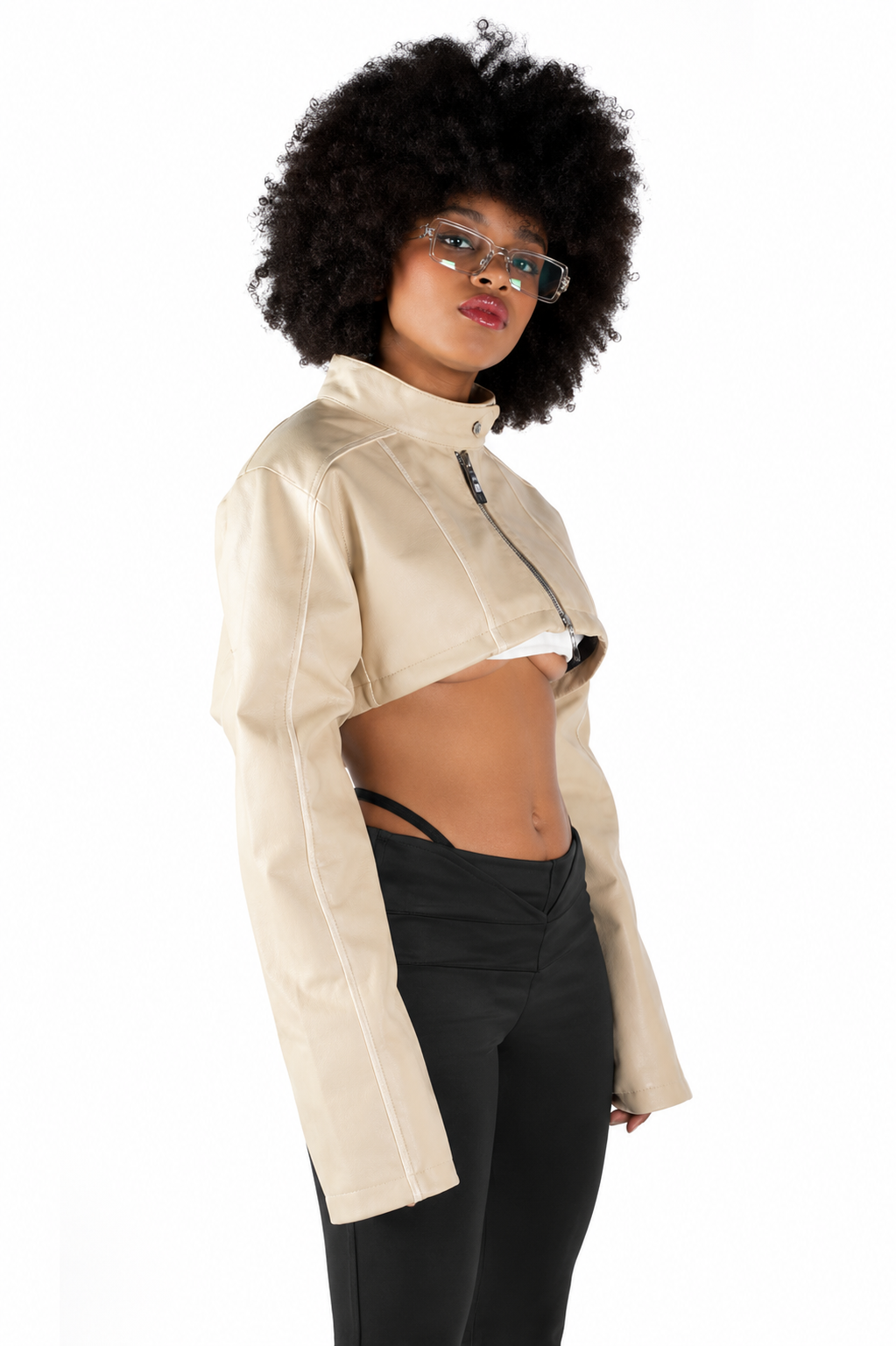 Chaqueta Bolero Efecto Cuero Ultra Cropped