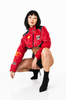 Chaqueta Bomber Cropped Racing Bicolor con Parches