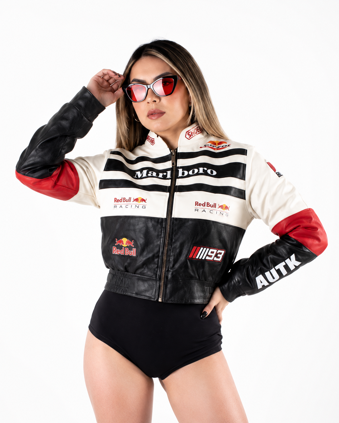 Chaqueta Bomber Racing Tricolor con Parches