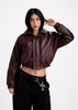 Chaqueta Bomber Cropped Efecto Cuero Oversize