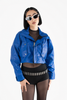 Chaqueta Efecto Cuero con Cuello Ancho y Bolsillos