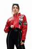 Chaqueta Cropped Racing con Parches Multiestampado